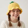 Orange Strawberry Knitted Hat Ruffle Knit Fisherman Hat Kawaii Knitted Bucket Hat Streetwear