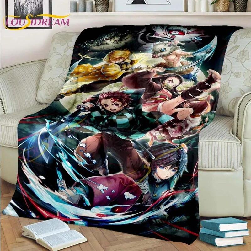 Japonské Anime Demon Slayer Deka Kreslená Deka Tomioka Giyuu Deka Potah na křeslo Deka Pohovka Přehoz přes postel Vějíř Dárek