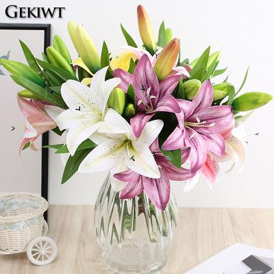 Künstliche Lilienblume Realistisch Aussehend 3D-Druck Künstliche Blumen Kunstblumen Flores für Hochzeit Zuhause Garten Ornamente