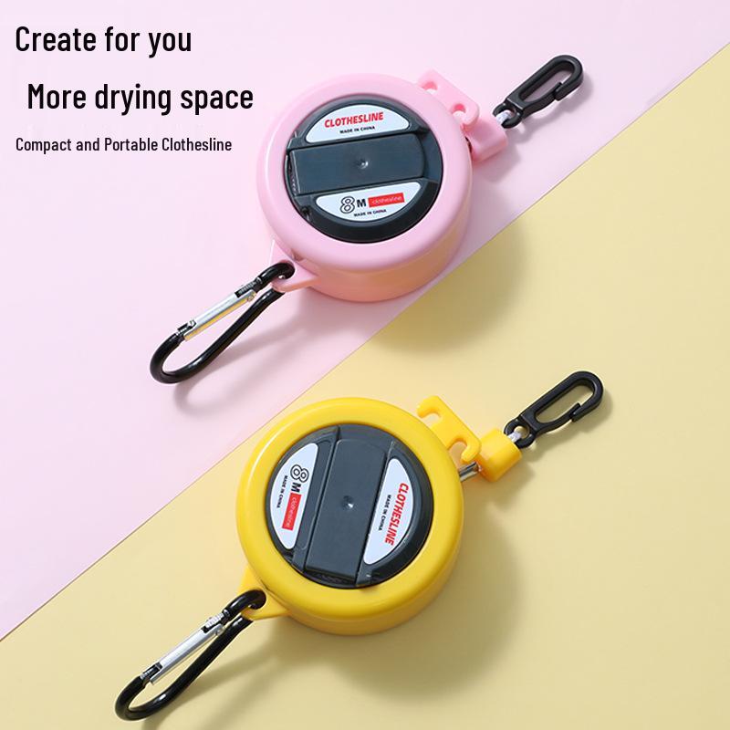 Windproof Retractable Hand-Crank Clothesline: Portable, Punch-Free, Anti-Slip for Travel & Hotels