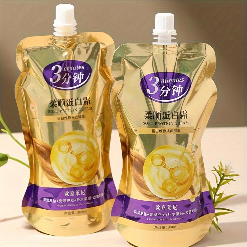 3-Minute Soft Protein Hair Cream with Collagen & Keratin - Hydrating & Strengthening Treatment for Dry Damaged Hair, Plant Squalane & Glycerin Formula