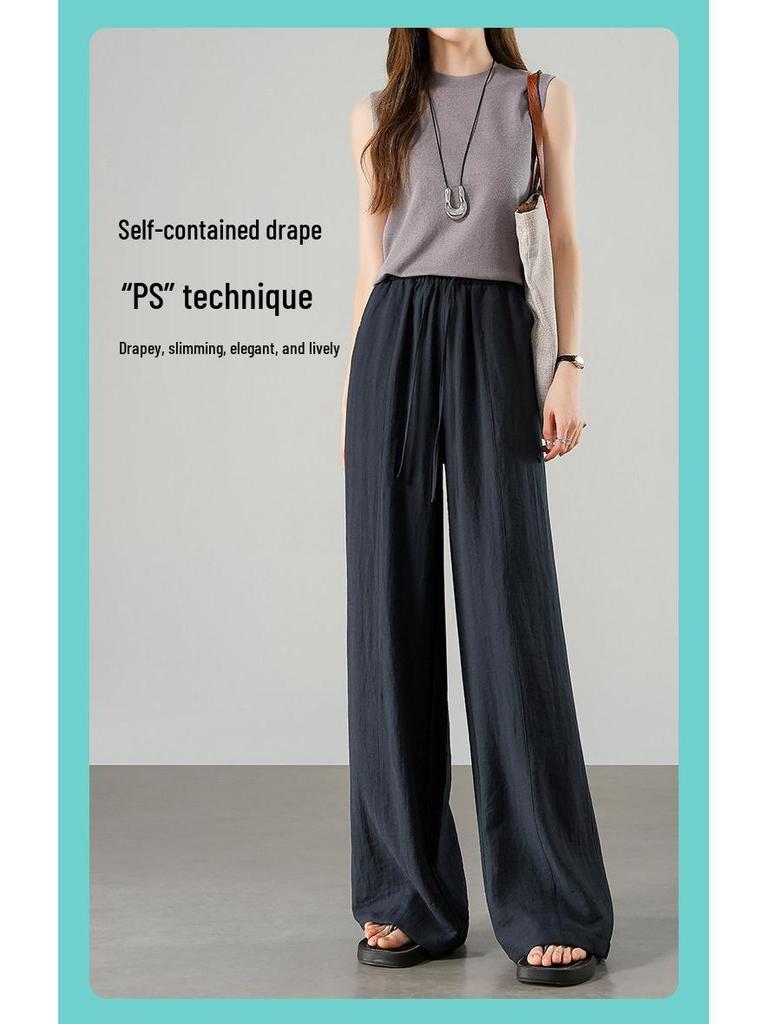 Tencel Linen Wide-Leg Women's Pants Summer 2026 - Lightweight, Cool Ice Silk Casual Design by Yamamoto.