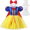 Halloween Girls Snow White Princess Dress Carnival Birthday Costume Party Clothes Dress+Headband+Cape 3PCS Outfits Girls Dresses