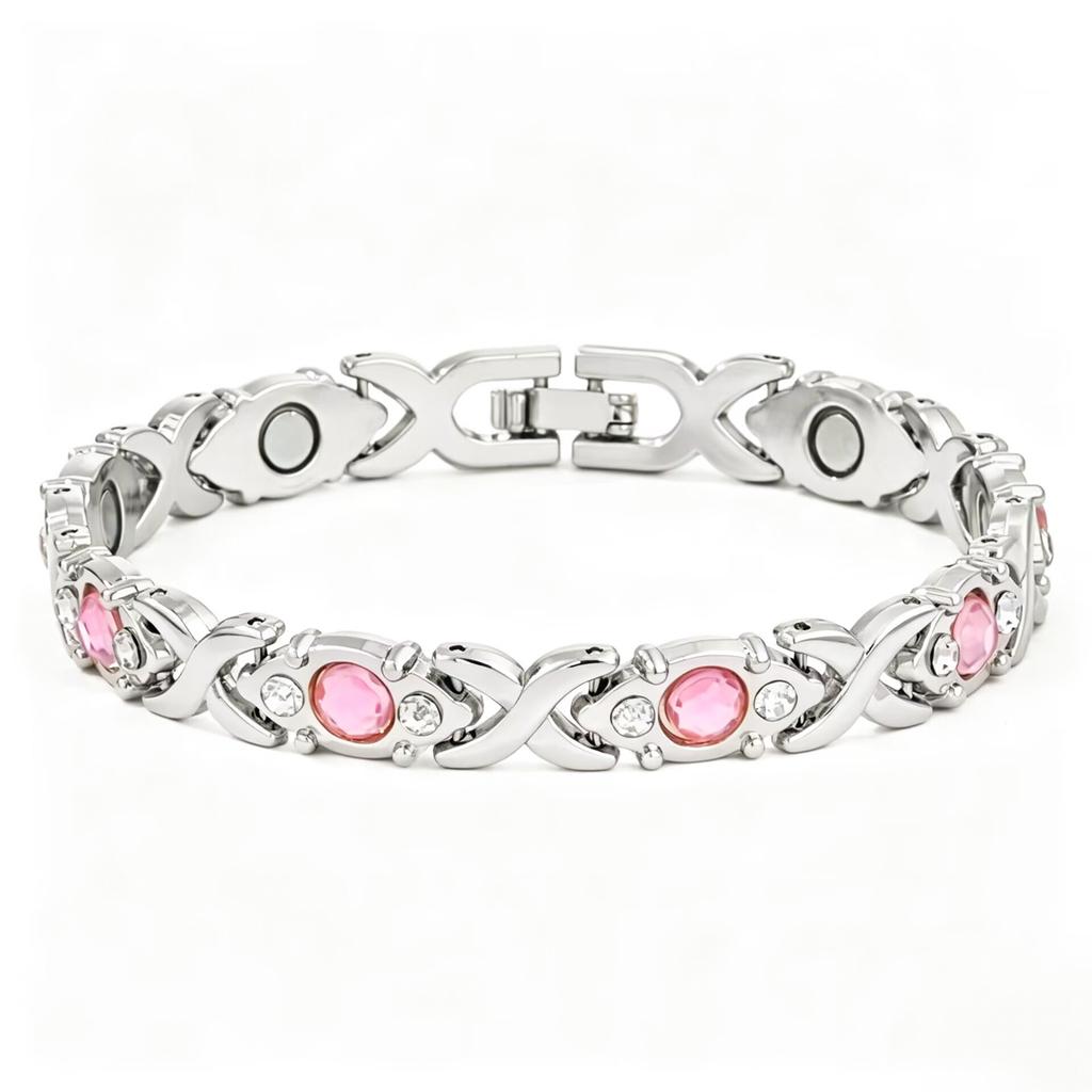 Ladies Detachable Energy Magnetic Bracelet Eco Friendly Rhinestone Adjustable Bangle