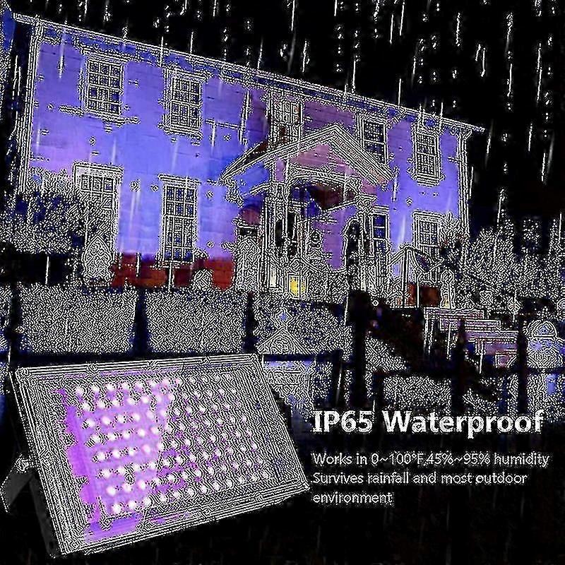 2-Pack 100W UV LED Blacklight Floodlight, IP65 Waterproof Lamp with Effect Lighting for Aquariums and Aquatic Displays