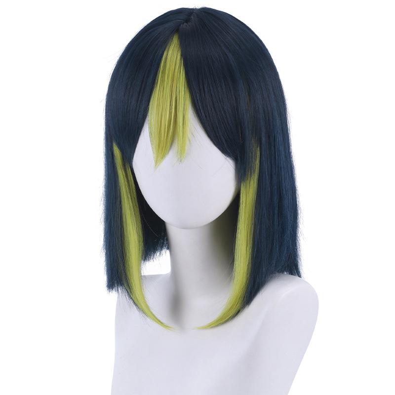 Game Genshin Impact Tighnari Cosplay Wig Tighnari Dark Blue Green Short Heat Resistant Synthetic Hair  Role Play Wigs + Wig Cap