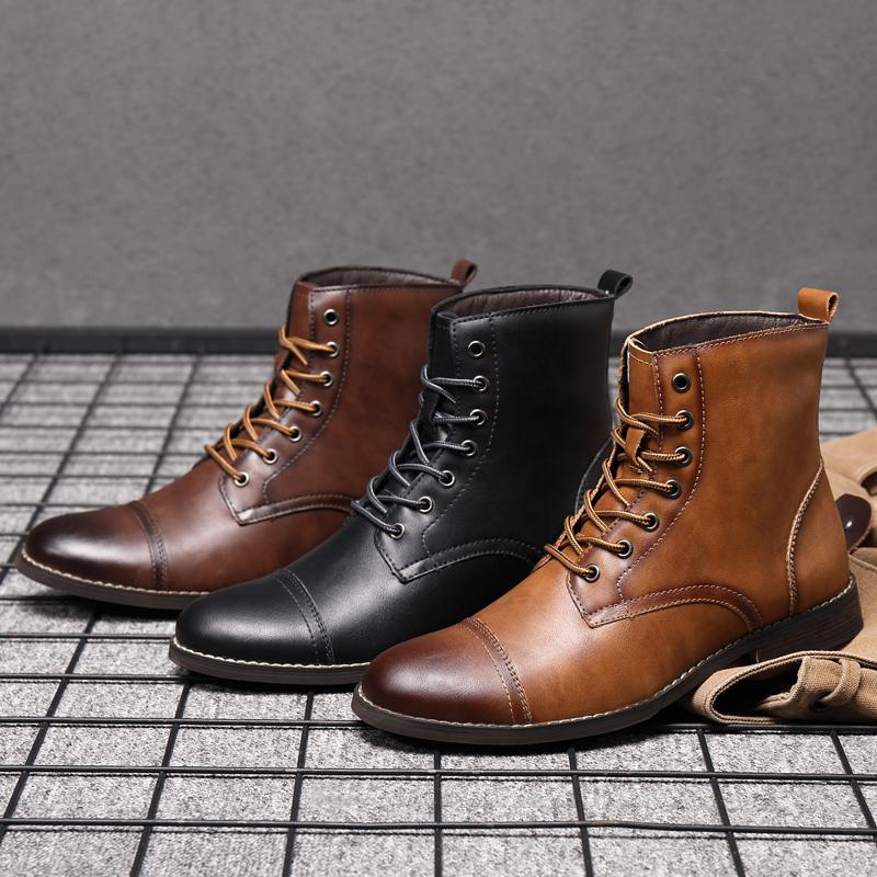 Men Fashion Boots New Arrival Britsh Vintage Leather Boots Shoes Men Boots Autumn Winter Design Men's Ankle Boots Plus Size