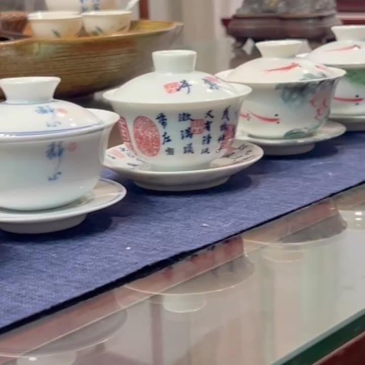 Chinese Ceramic Gaiwan Teacup Handmade Tea Tureen Boutique Tea Bowl Chinese Porcelain Teaware Accessories Drinkware