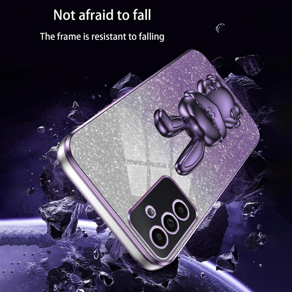 For Samsung Galaxy A14 5G/4G PC+TPU Phone Case Glitter Powder Pull-Out Kickstand Cell Phone Shell