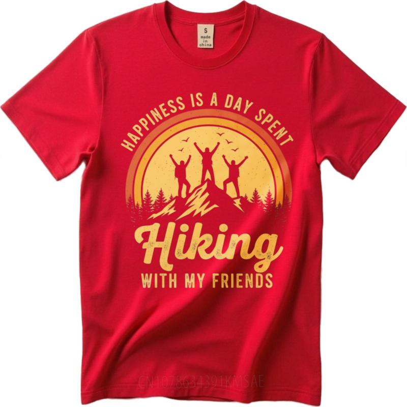 Breathable For Unisex Round Neck T Shirt Big Size Happiness Is A Day Spent Hiking With My Friends Minimalist Teeshirt Unisex Tops