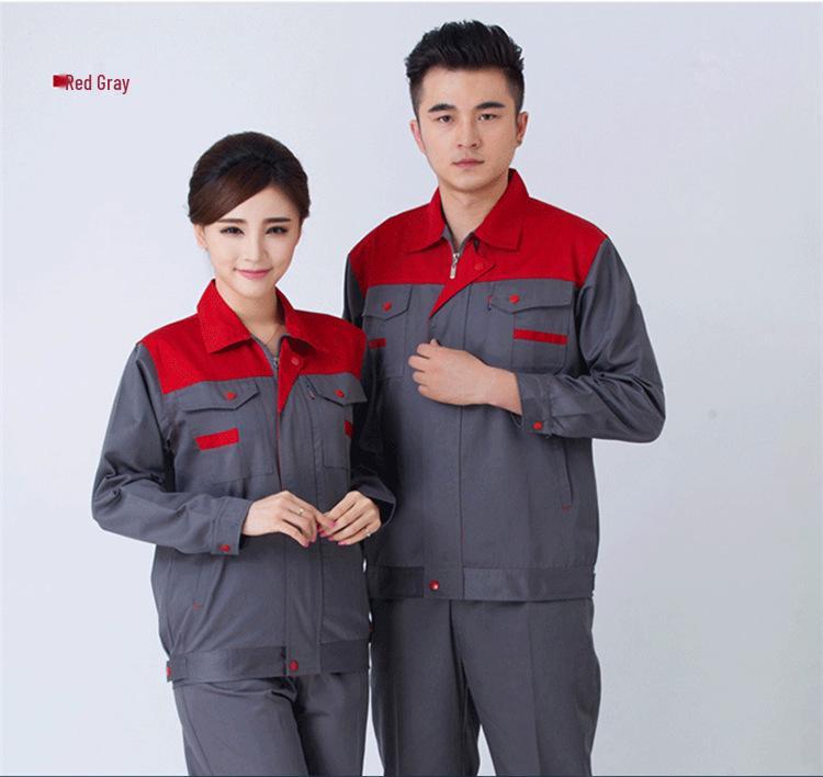 Pánská sada pracovního oblečení s dlouhým rukávem: Oblek pro autoopravy a svařování s potiskem loga pro jaro a podzim