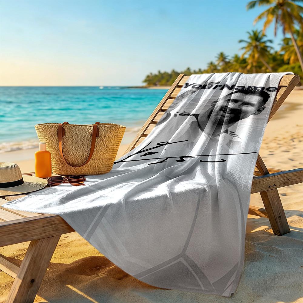 Messi Personalized Text Beach Towel Super Soft Microfiber Quickdry Fabric Perfect for Traveling Yoga Camping and Swimming