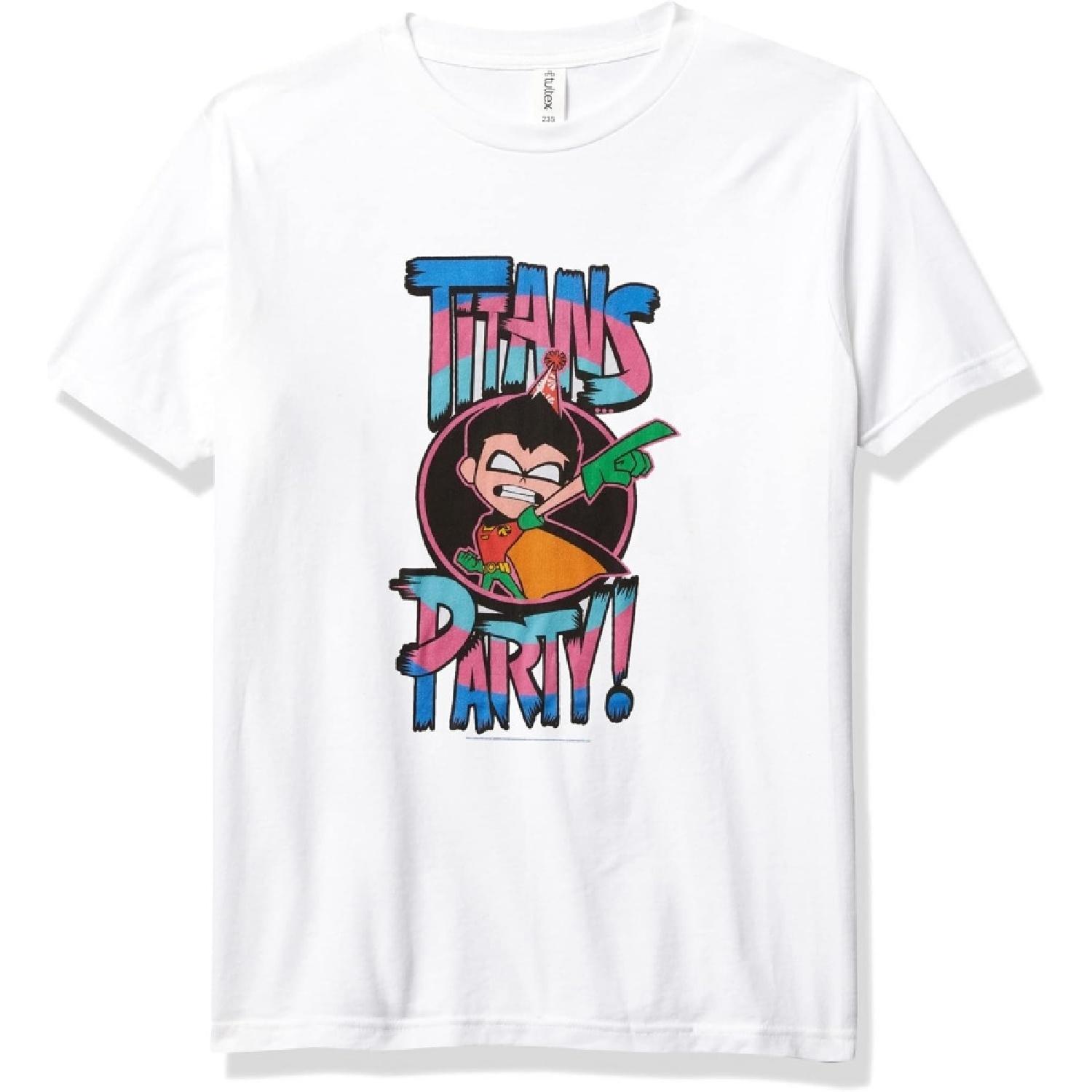 WARNER BROS Подростковая Вечеринка Teen Titans Мальчишеская Премиальная Однотонная Футболка с Круглым Вырезом S