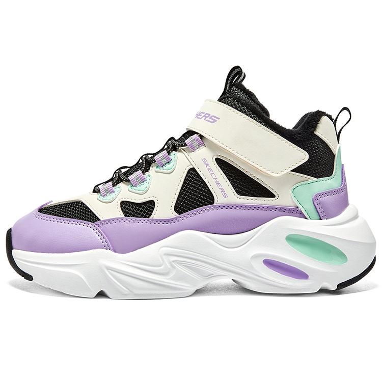 (GS) Skechers Trainers Beige Black Purple Kids 303902L-WBPR EU 36
