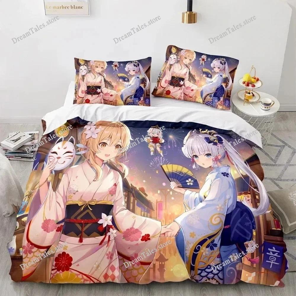 Game Genshin Impact Comforter Bedding Sets Quilt Bed Cover Duvet Cover Pillow Case Sets Kids Adult Size Home Textileextile