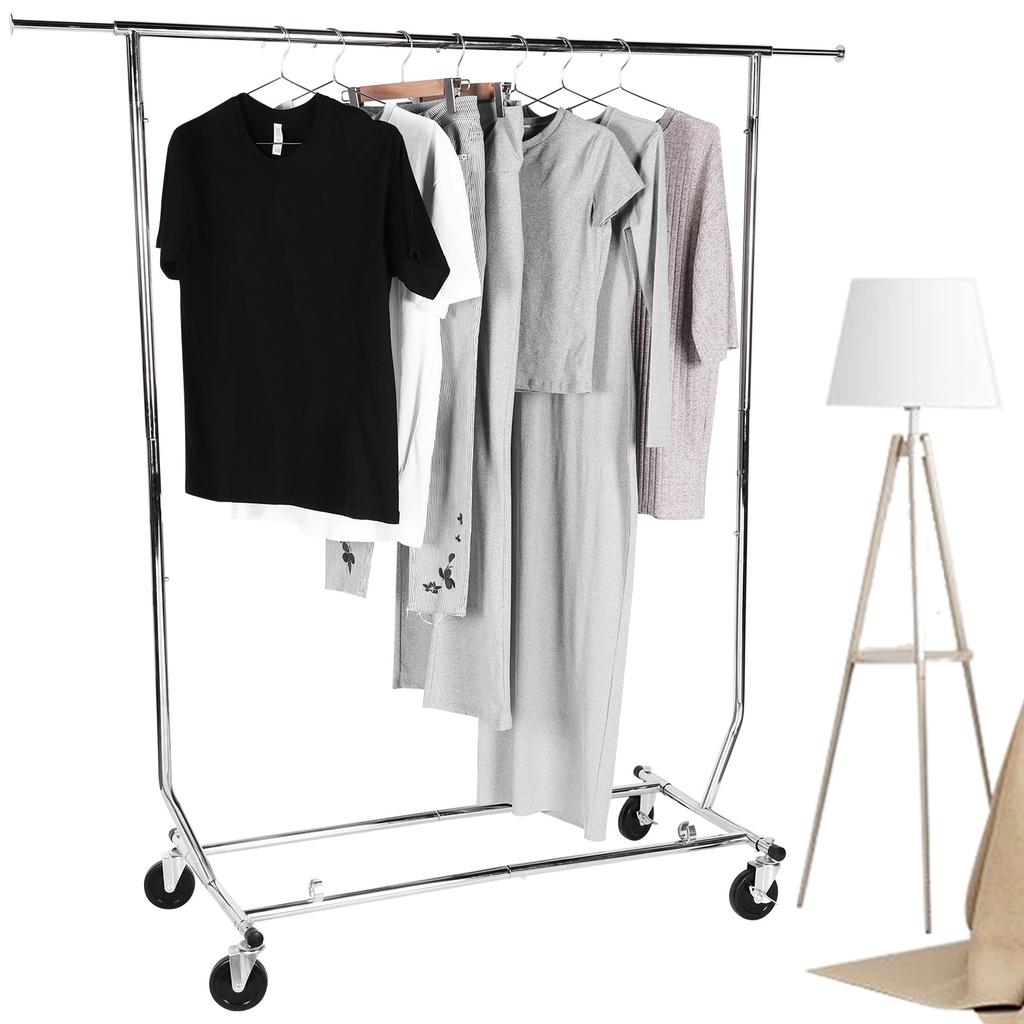 Adjustable Rolling Garment Rack with Lockable Wheels Clothes Rack Portable Closet Wardrobe Rack for Bedroom Laundry Living Room
