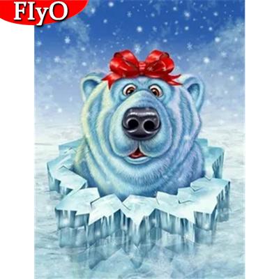 Tam Kare Yuvarlak Elmas Boyama Kış Elmas Nakış Ayı Mozaik Hayvan Dekor Ev Noel Hediyesi Için