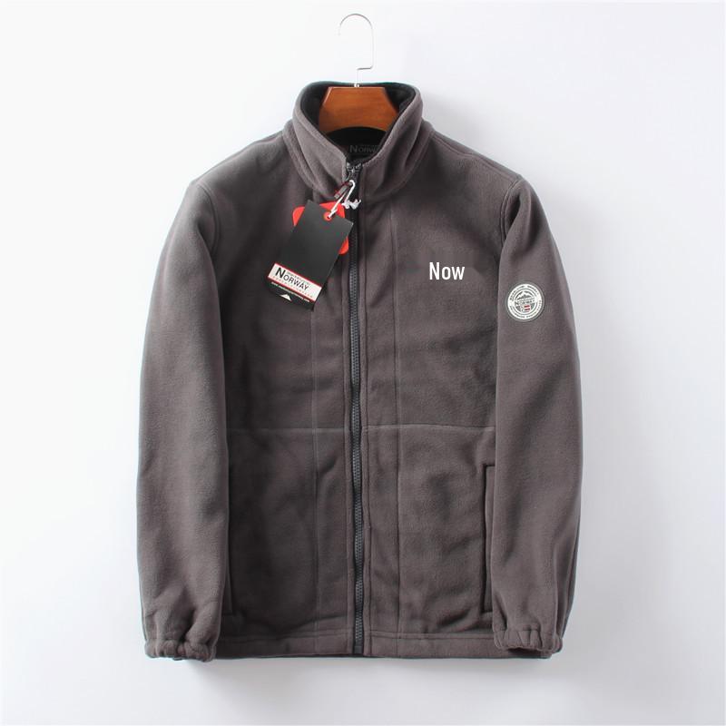 Norwegian Single Plus Velvet Thickened Men's Polar Fleece Jacket - Autumn/Winter Warm Loose Fit, Large Size