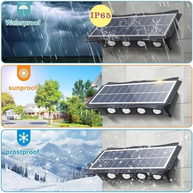 4/6/8 LED Solar-Wandleuchte Außen Garten Dekorative Leuchten Nach Oben und Unten Leuchtende Beleuchtung für Veranda Garten Außenbereich Balkon Straße