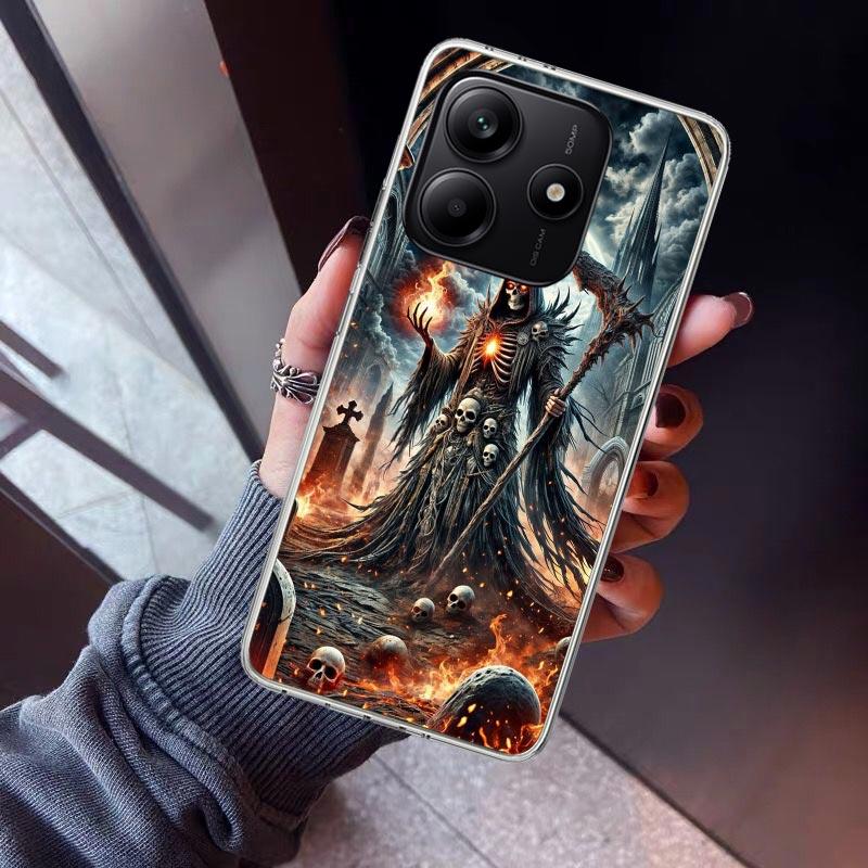 Death Grim Reaper Skull Scythe Phone Case For Xiaomi Redmi Note 10 11 12 13 14 15 Pro Plus 11S 12S 14S 11T 11E 10S Soft TPU Back