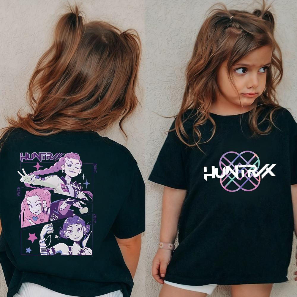 Kpop Lovci démonů Dětské tričko s krátkým rukávem Saja Chlapecké Kdis Tričko Roztomilé Kpop Lovci démonů Harajuku Tričko pro chlapce dívky