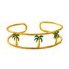 Open Cuff Bracelet Double Band Gold Tone Tropical Accessory for Vacation Outfits and Everyday Wrist Styling Mood