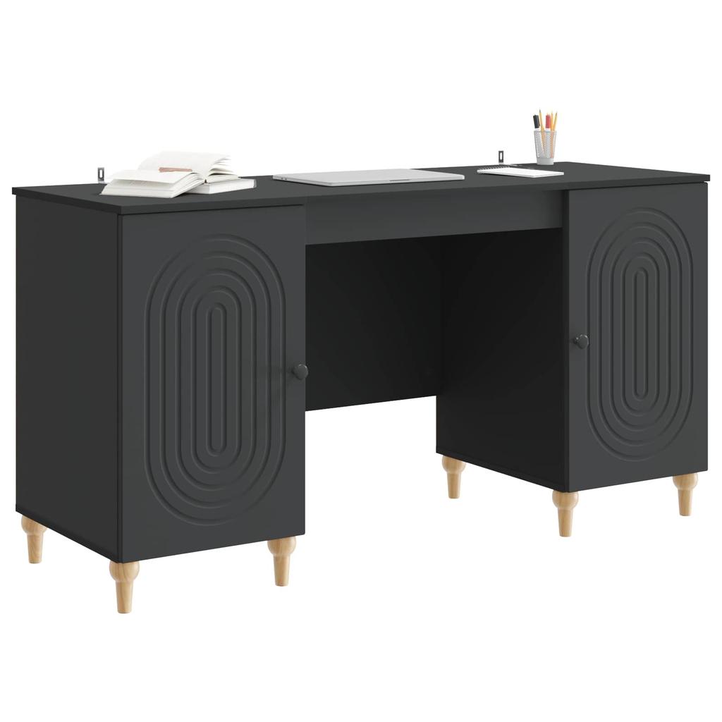 Mesa com Prateleira Preta 142,5 x 50 x 75 cm Madeira Engenheirada