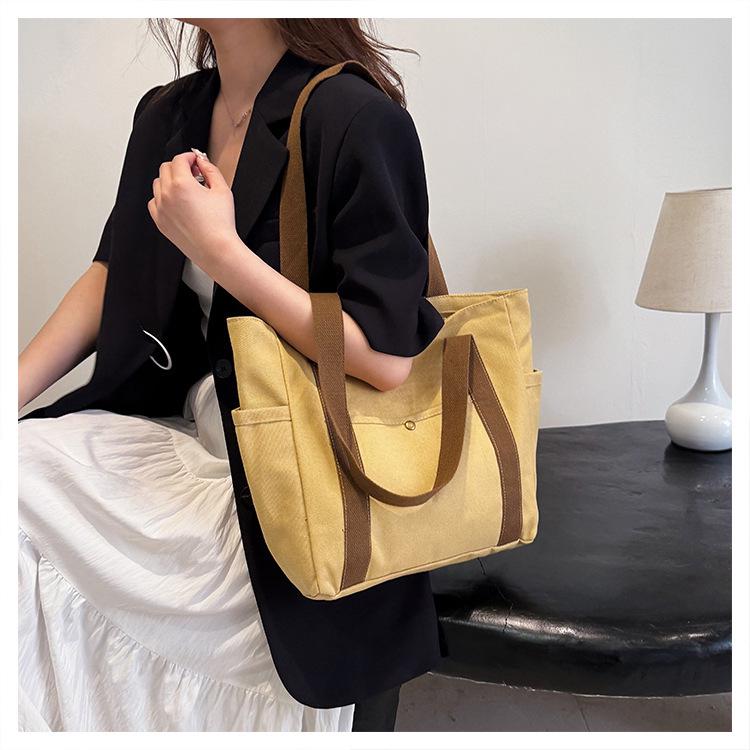 Thick Canvas Tote: Large Capacity, Versatile, Classy Shoulder Bag for Students