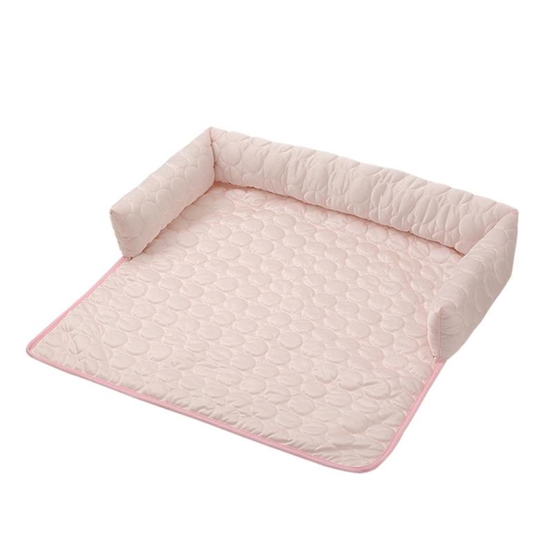 Soft Pet Bed Pad with Cooling Fabric, Washable Care, and Pillow Support for Indoor Use with Couch, Sofa, or Floor Placement