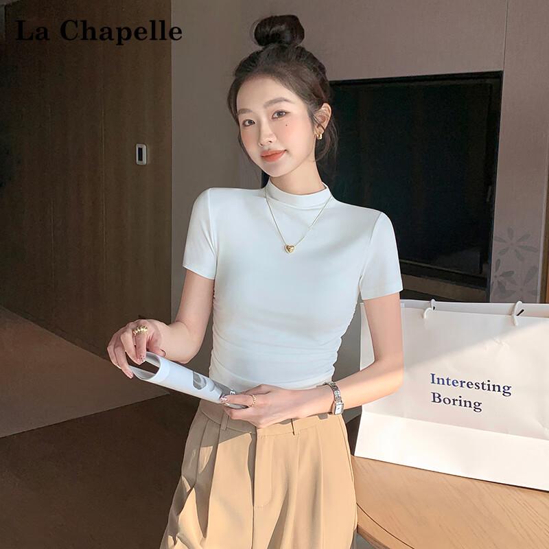 La Chapelle Women's Slim Fit Half-High Collar Short Sleeve T-Shirt