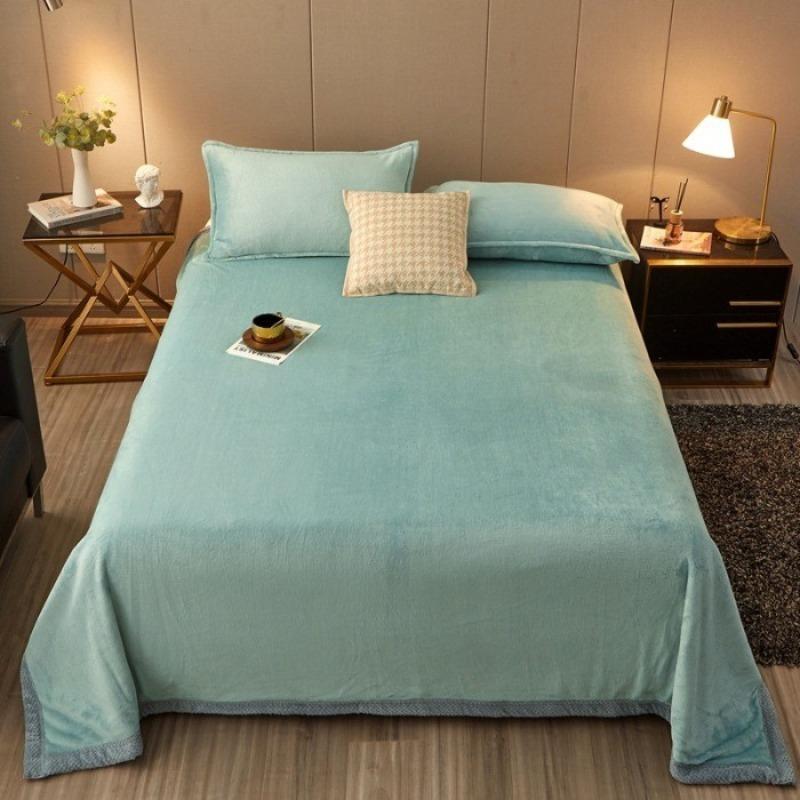 Double Layer Plush Four Season Universal Blanket Large Size Double Thin Quilt Single Sofa Blanket Outward Travel Blankets Solid Color Bed Sheet 1pcs