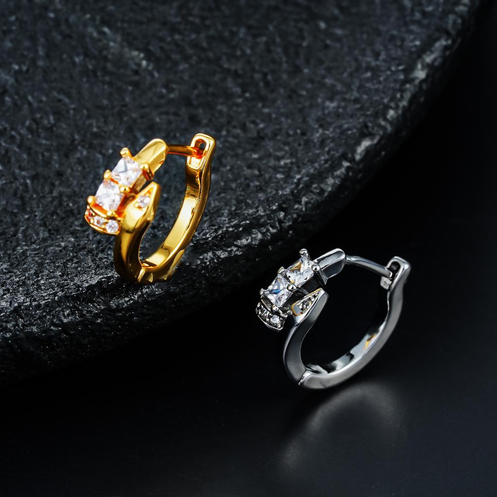 Square Zircon Earrings Men's Super Flash Simple and Versatile Earrings Women's Ruffian Handsome Nail Earrings