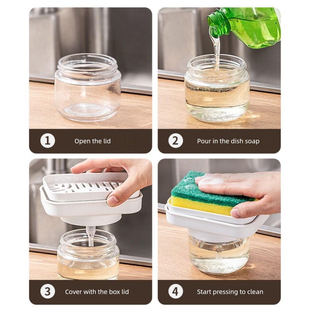 280ML Scrubbing Liquid Detergent Dispenser Pump Design Press Type Soap Box Kitchen Tool