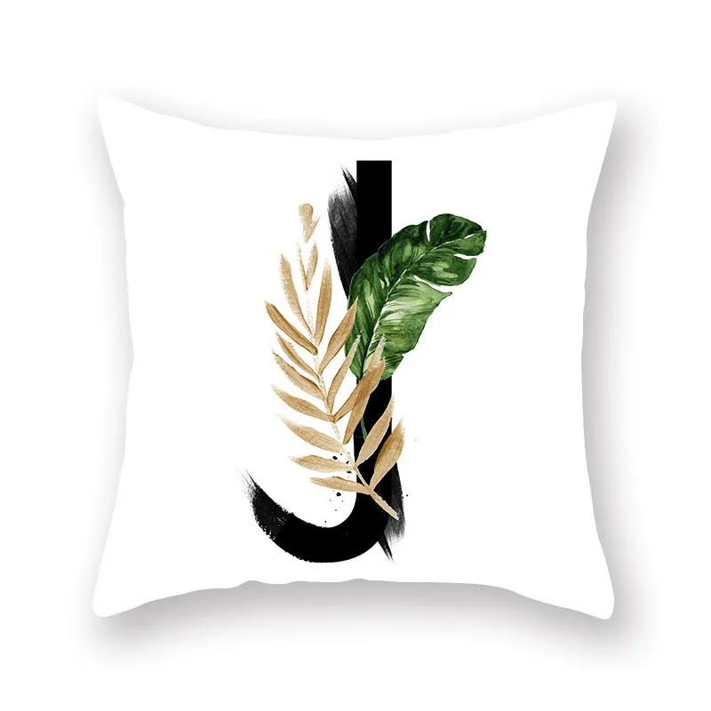 Sofa Pillow Cushion Wholesale Nordic Style Plant English Alphabet Peach Skin Pillowcase