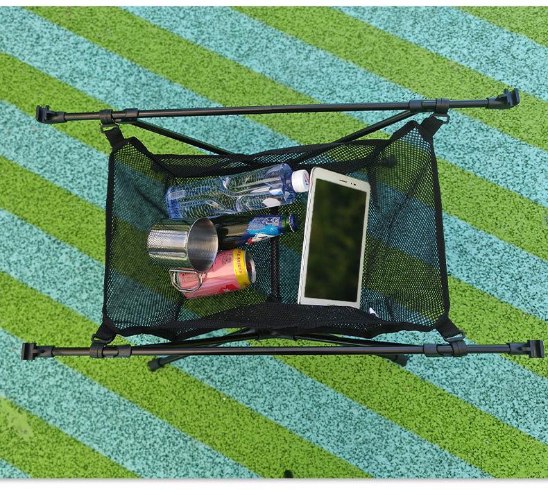 Portable Aluminum Folding Camping Table with Mesh Storage and Canvas