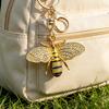 Keychain Pendant Zinc Alloy Rhinestones Bee Shape Key Chain with Lobster Clasp Easy to Hang Key Holder Backpack Car Accessory