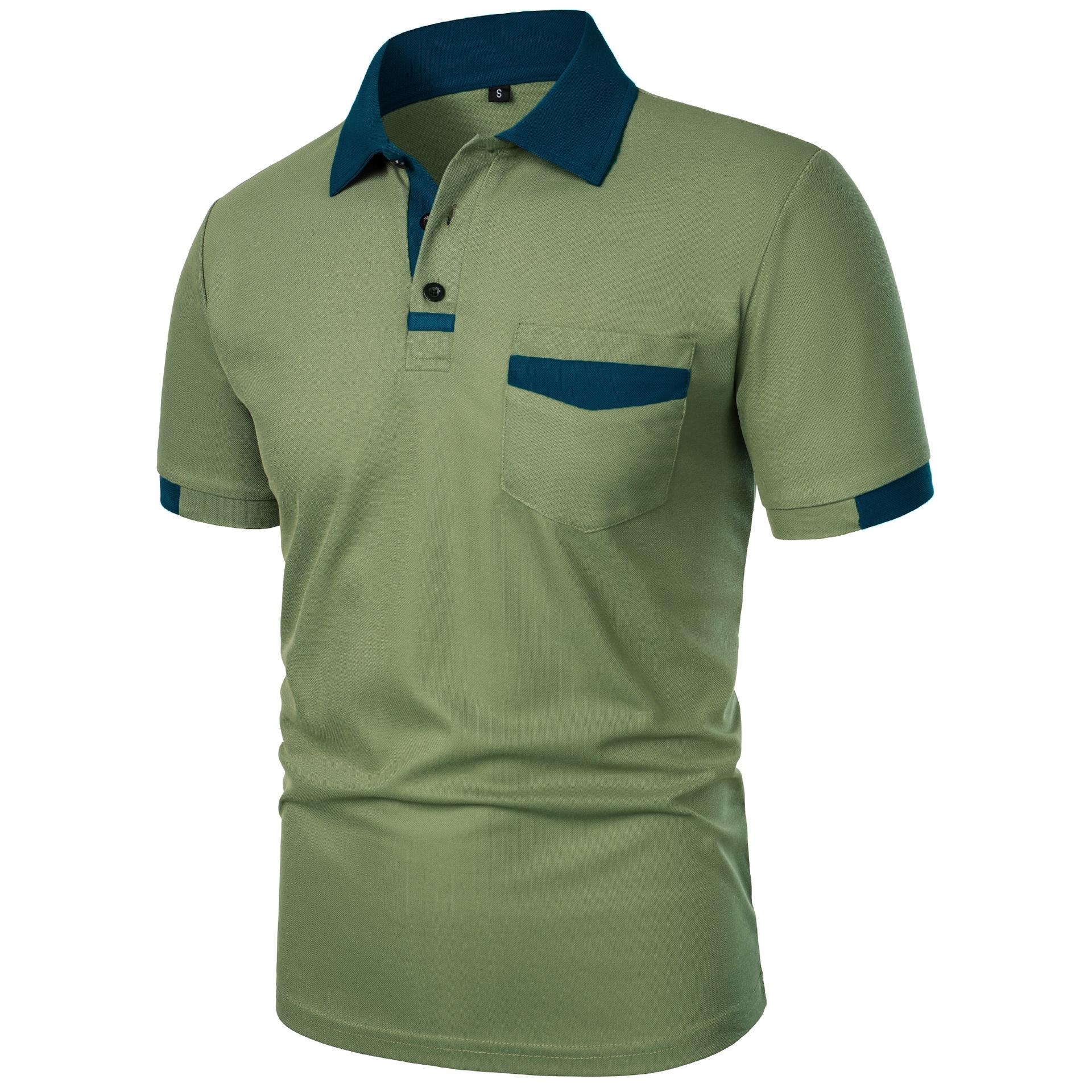 

Высококачественные деловые повседневные мужские рубашки поло с полосатыми лацканами, повседневная футболка с короткими рукавами, топ Yasheng 3XL зелёный