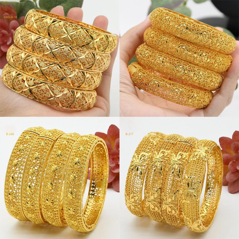 Alloy Spring Indian Gold-Plated Hollow Jewelry Set: Women's Bracelet Ring Bridal Accessories