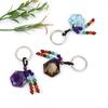 Natural Crystal Stone Hexagram Keychain Pendant Colorful Chakra Beaded Luggage Pendant K44
