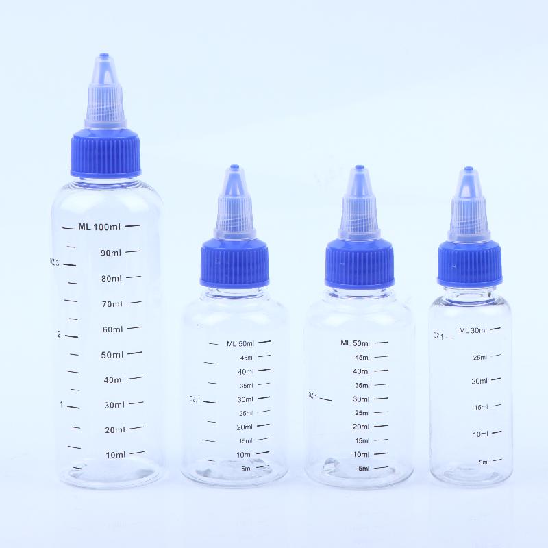 1Pc 30-500Ml Clear Pet Graduated Bottles Twist Cap Refillable Liquid Sample Container Inks Oils Arts Hair Dye Water Bottle