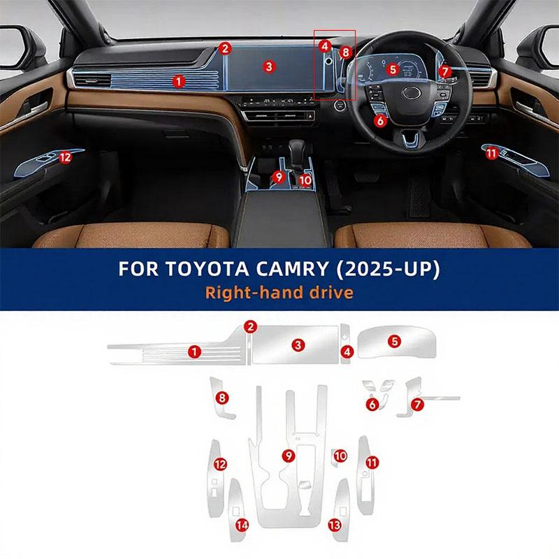 PPF Interior Protection Film Accessories for Toyota Camry XV80 2025 2026 Navigation Center Console Transparent TPU Car Film