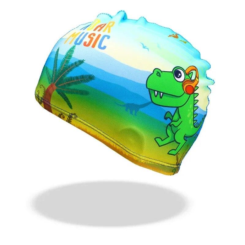 Children Cartoon Swimming Caps Animal Dinosaur Print Boys Girls Swimming Hat Pool Equipment Kids Swimming Accessories