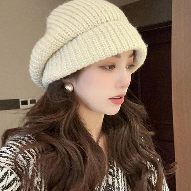Knitted Fisherman's Hat Women's Autumn and Winter Loose Warm Beret Pile Hat Wool Hat