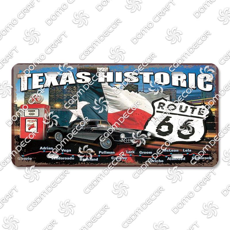 Retro Route 66 License Metal Tin Signs Vintage Road Trip Car Metal Plate Garage Club Gas Station Car Wall Decor