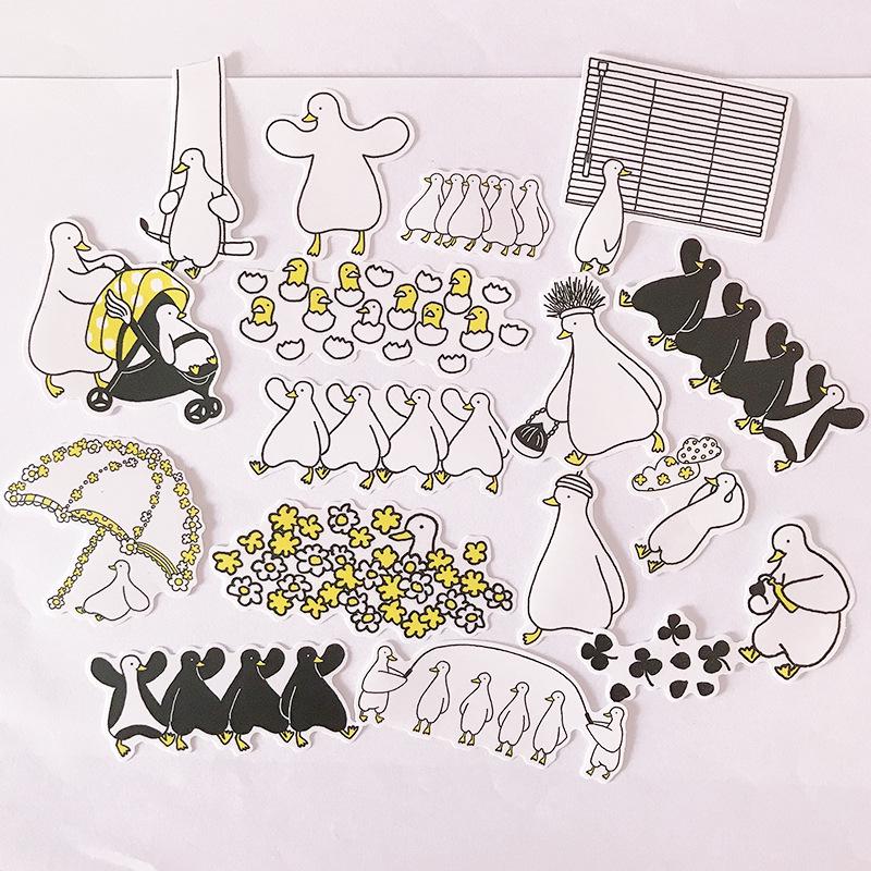 

Minimalist Black & White Journal Stickers: Cute Silly Goose, Heart Designs, Creative Diary Decorations 1003505723