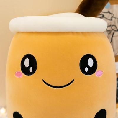 Cute Boba Milk Tea Plush Toy Soft Stuffed Pearl Milk Tea Hug Pillow Cushion