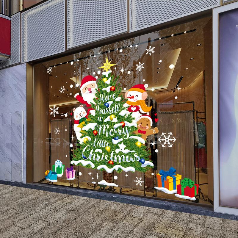 2025 Christmas Window Decoration Electrostatic Sticker Christmas Tree Santa Claus Snowflake Pattern Deca Gift Wall Sticker