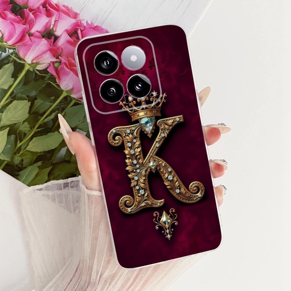 For Xiaomi Mi 14 Pro Case Cute Crown Letters Cover Clear Silicone Soft Slim Phone Case For Xiaomi 14 Pro Mi14 Pro 5G Fundas Bags