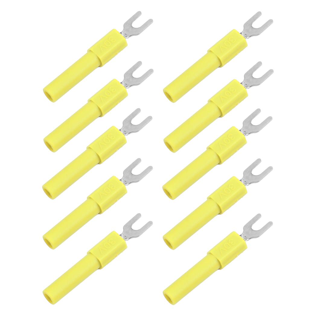 10pcs 4mm Fork Spade Wire Connectors U Type Electrical Crimp Terminal for Testing Multimeter