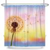 Dreamy Nature Dandelion Shower Curtain With 12 Hooks Cherry Blossom Background Flying Seed Waterproof Polyester Bathroom Curtain